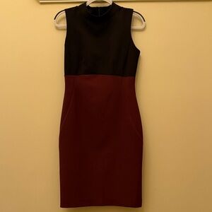Halogen Two-Tone Black and Burgundy Mini Dress